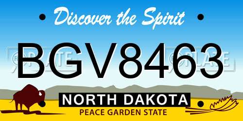 BGV8463 North Dakota License Plate