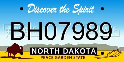 BH07989 North Dakota License Plate