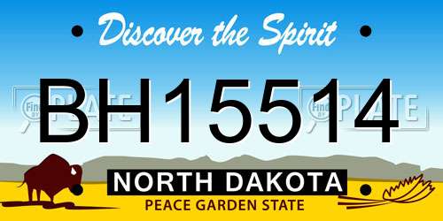 BH15514 North Dakota License Plate