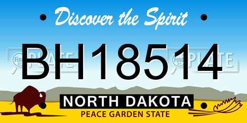 BH18514 North Dakota License Plate