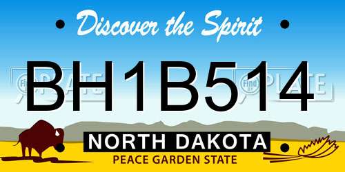 BH1B514 North Dakota License Plate