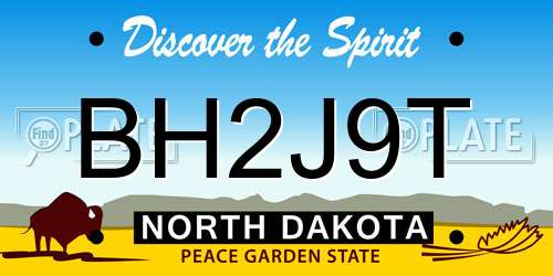 BH2J9T North Dakota License Plate