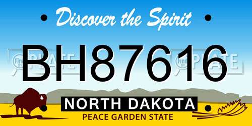 BH87616 North Dakota License Plate