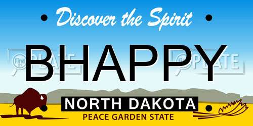 BHAPPY North Dakota License Plate