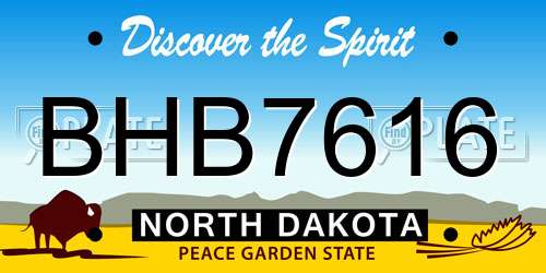 BHB7616 North Dakota License Plate