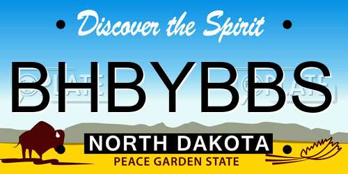 BHBYBBS North Dakota License Plate