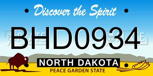 BHD0934 North Dakota License Plate