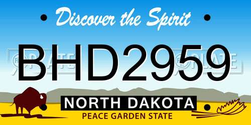 BHD2959 North Dakota License Plate