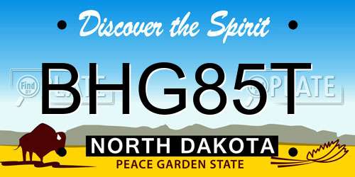 BHG85T North Dakota License Plate