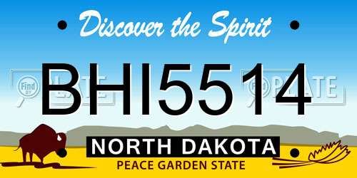 BHI5514 North Dakota License Plate