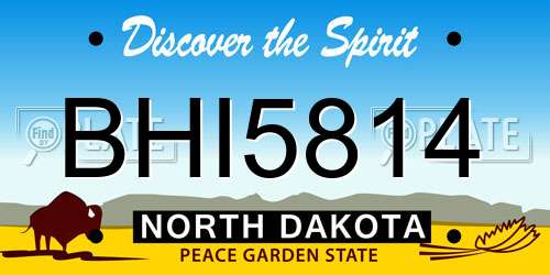 BHI5814 North Dakota License Plate