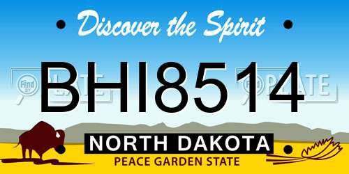 BHI8514 North Dakota License Plate