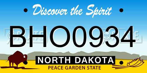 BHO0934 North Dakota License Plate