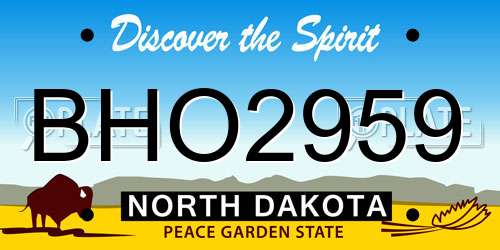 BHO2959 North Dakota License Plate