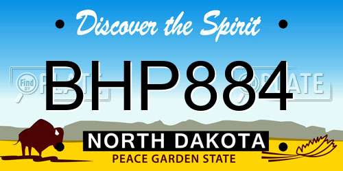 BHP884 North Dakota License Plate