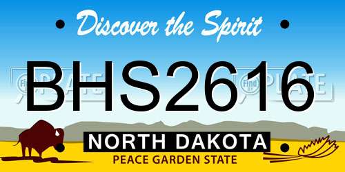 BHS2616 North Dakota License Plate