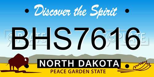 BHS7616 North Dakota License Plate