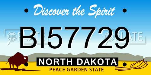 BI57729 North Dakota License Plate