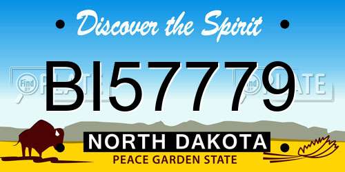 BI57779 North Dakota License Plate