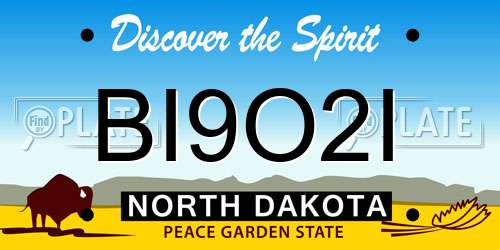 BI9O2I North Dakota License Plate