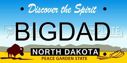 BIGDAD North Dakota License Plate