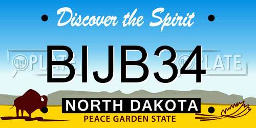 BIJB34 North Dakota License Plate