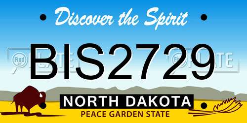 BIS2729 North Dakota License Plate