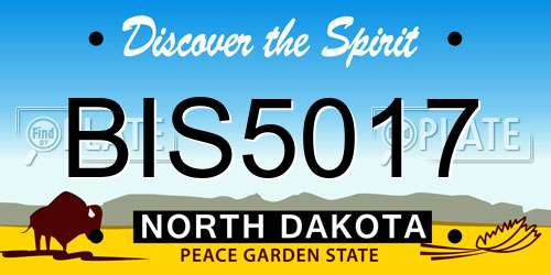 BIS5017 North Dakota License Plate