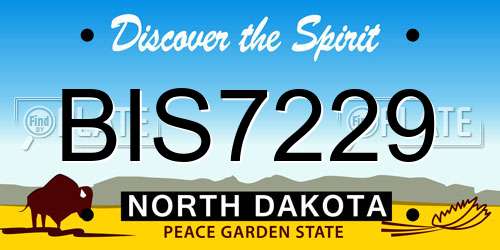 BIS7229 North Dakota License Plate