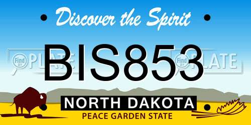 BIS853 North Dakota License Plate