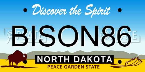 BISON86 North Dakota License Plate