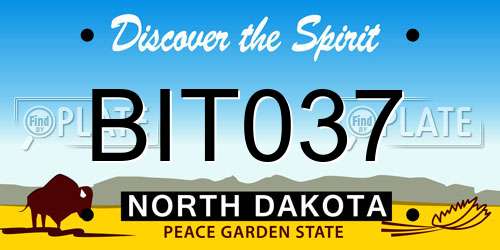 BIT037 North Dakota License Plate