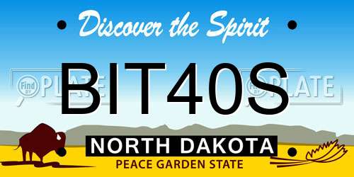 BIT40S North Dakota License Plate