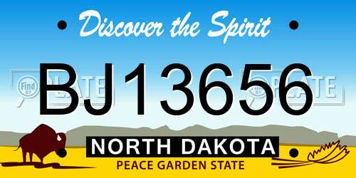 BJ13656 North Dakota License Plate