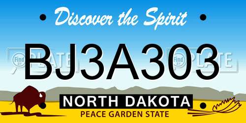 BJ3A303 North Dakota License Plate