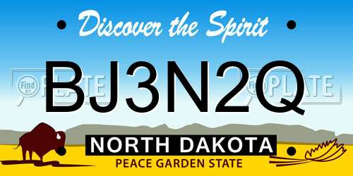 BJ3N2Q North Dakota License Plate