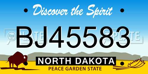BJ45583 North Dakota License Plate