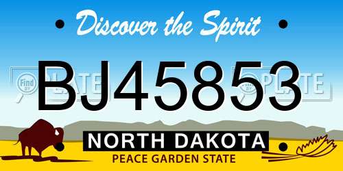BJ45853 North Dakota License Plate