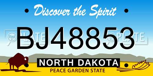 BJ48853 North Dakota License Plate