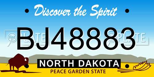BJ48883 North Dakota License Plate