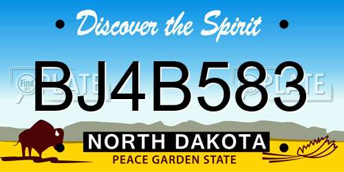 BJ4B583 North Dakota License Plate
