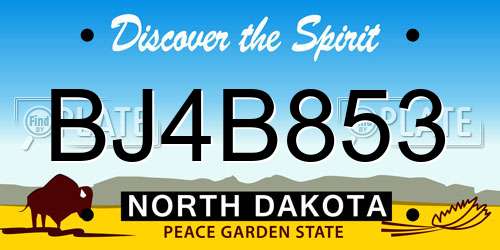 BJ4B853 North Dakota License Plate