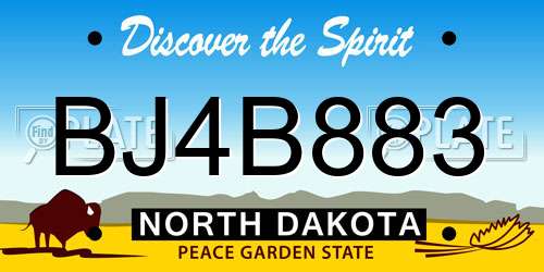 BJ4B883 North Dakota License Plate