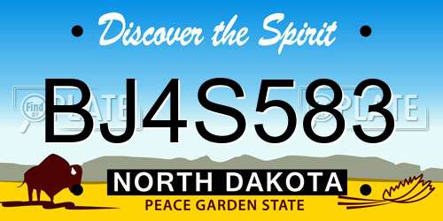 BJ4S583 North Dakota License Plate
