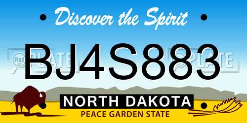 BJ4S883 North Dakota License Plate