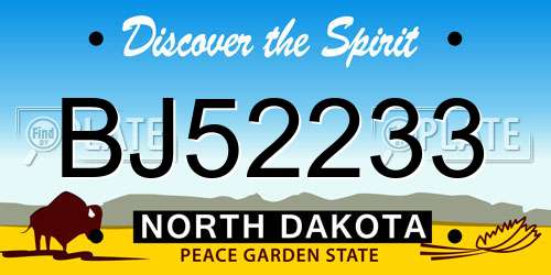 BJ52233 North Dakota License Plate