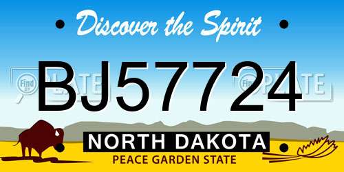BJ57724 North Dakota License Plate
