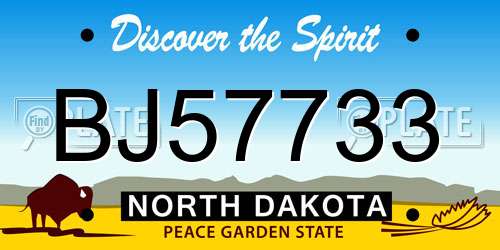 BJ57733 North Dakota License Plate