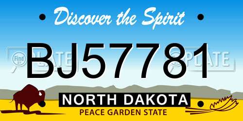 BJ57781 North Dakota License Plate