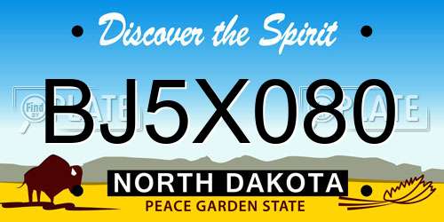 BJ5X080 North Dakota License Plate